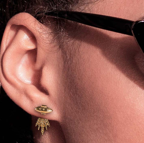 Gold UFO Spaceship Earrings